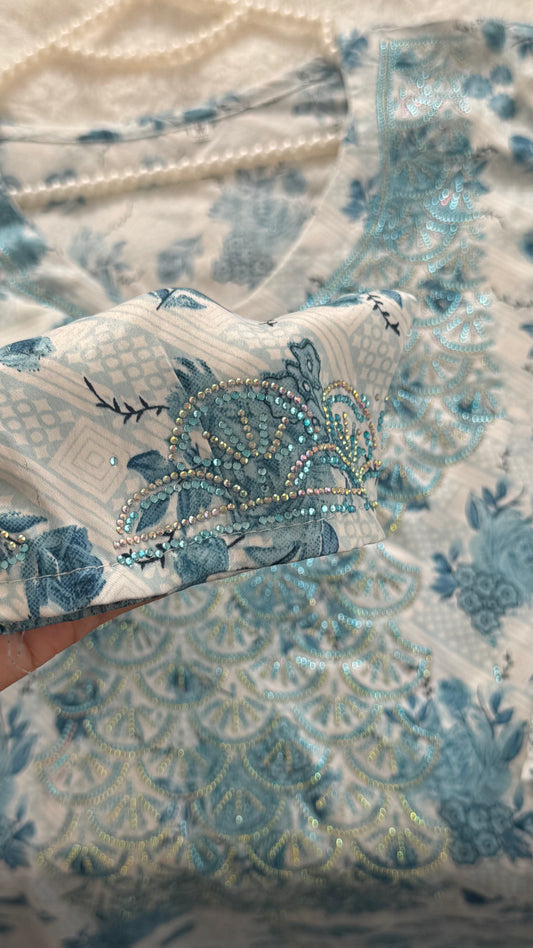 Blue mukhawer Italian Silk