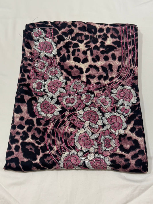 Rosé Leopard Mukhawer with Hijab 🩷✨