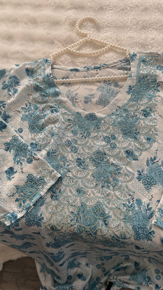 Blue mukhawer Italian Silk