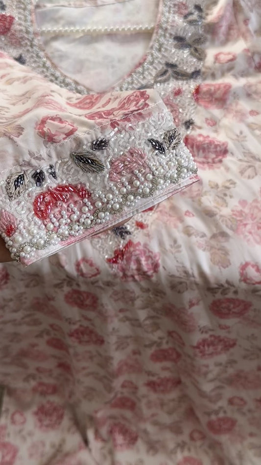 Hand Embroidered Rose Mukhawer
